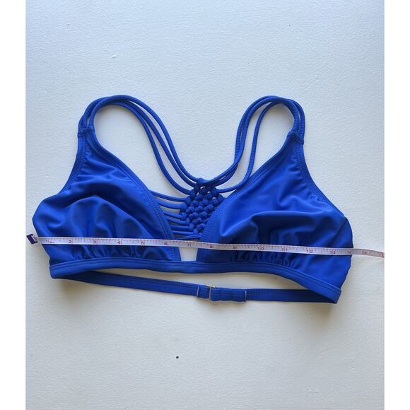 New Xhiliration Swim Suit Bikini Top Women's L Colbalt Blue Racerback Unpadded - Picture 4 of 5